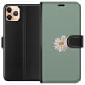 Miniatyrbillede 1 af 3: Apple iPhone 11 Pro Max Tegnebogsetui Grøn Minimalblomst - stilfuld blomst på grøn baggrund