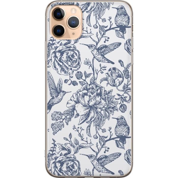 Apple iPhone 11 Pro Max Gjennomsiktig deksel Blomster & Fugler - Romantiskt Vintage-stil Mønster