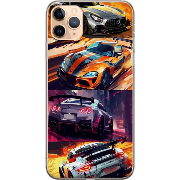 Apple iPhone 11 Pro Max Läpinäkyvä kuori Ralli kuume - vauhdikas teema ralliautoilla