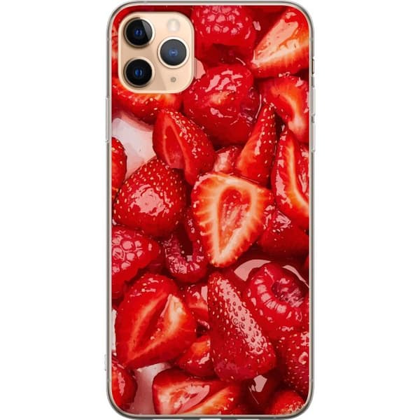 Apple iPhone 11 Pro Max Läpinäkyvä kuori Mansikkakuviointi - makea motiivi kesäfiiliksellä