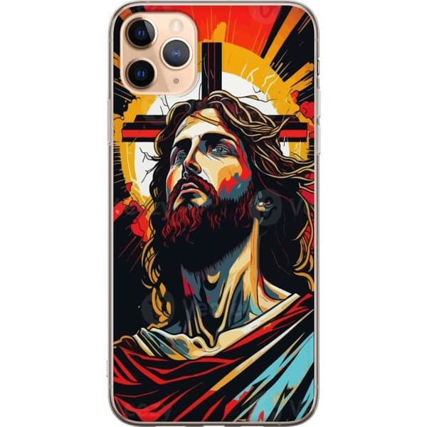 Apple iPhone 11 Pro Max Gennemsigtig cover Jesus & Kort - religiøst motiv med dyb symbolik