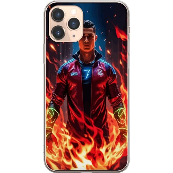 Apple iPhone 11 Pro Läpinäkyvä kuori Ronaldo Inferno - jalkapallolegenda liekeissä
