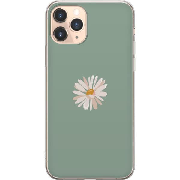Apple iPhone 11 Pro Läpinäkyvä kuori Vihreä Minimalikukka - tyylikäs kukka vihreällä taustalla