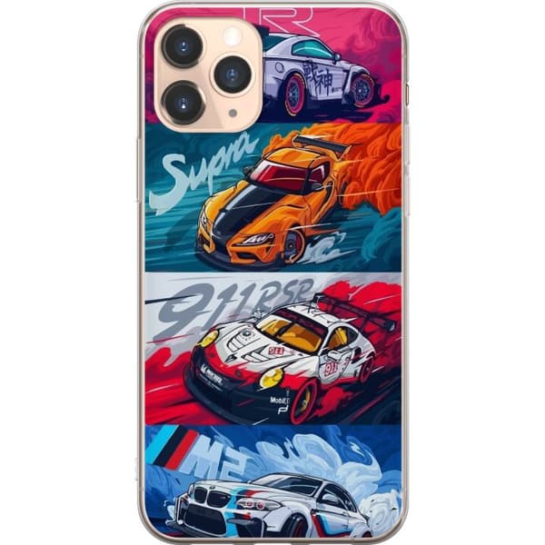 Apple iPhone 11 Pro Gennemsigtig cover Hurtige Biler - Tegnet Mønster med Action