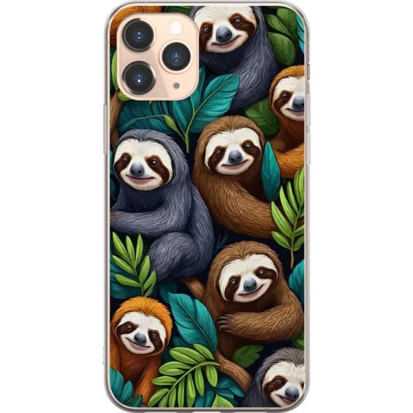 Apple iPhone 11 Pro Gennemsigtig cover Sengångarstil - afslappet motiv med sød dovendyr