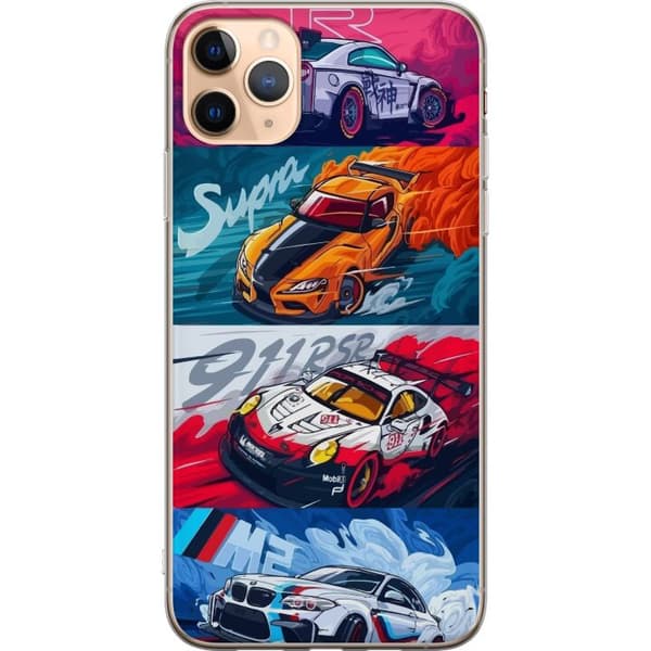 Apple iPhone 11 Pro Max Läpinäkyvä kuori Nopeat Autot - Piirretty Kuvio Toiminnalla