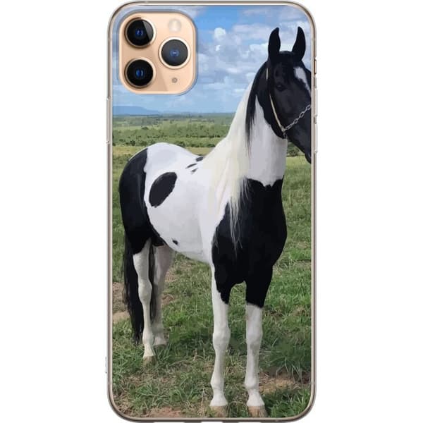 Apple iPhone 11 Pro Max Gennemsigtig cover Hestemagi - stiliseret hest i en rolig farveskala
