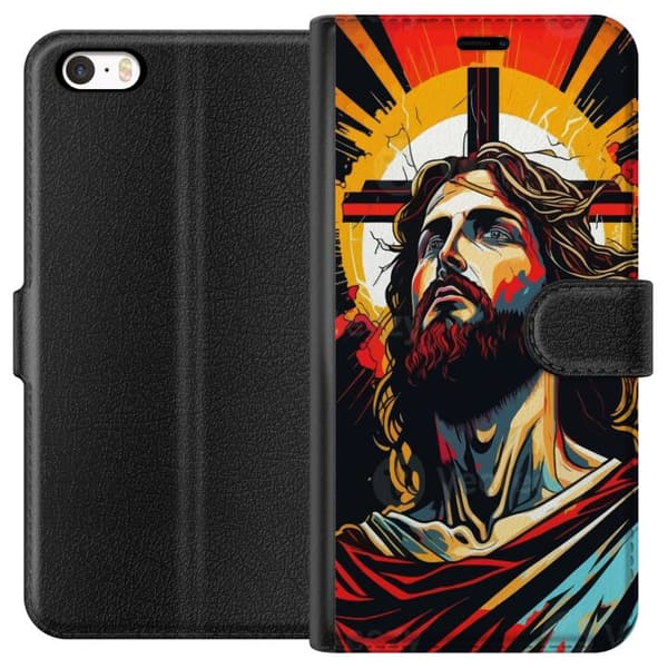 Apple iPhone 5 Plånboksfodral Jesus & Kort – religiöst motiv med djup symbolik