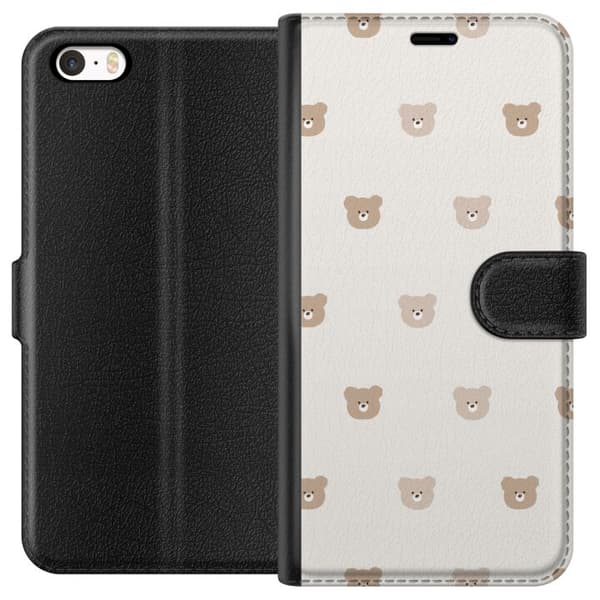 Apple iPhone 5 Plånboksfodral Teddy Background – gulliga nallar mot mjuk bakgrund