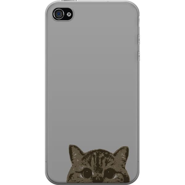 Apple iPhone 4 Gjennomsiktig deksel Grå Kattblikk - stilren katte design med grå bakgrunn