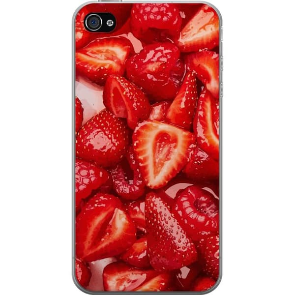 Apple iPhone 4 Läpinäkyvä kuori Mansikkakuviointi - makea motiivi kesäfiiliksellä