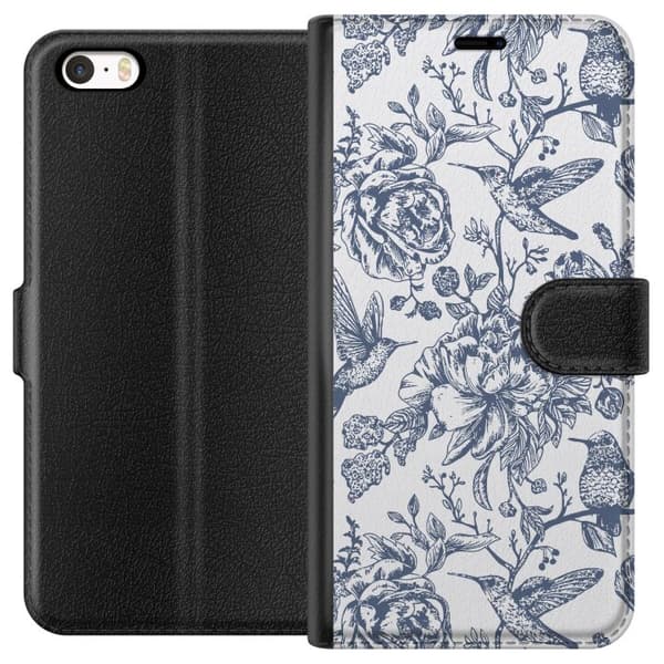 Apple iPhone 5s Lommeboketui Blomster & Fugler - Romantiskt Vintage-stil Mønster