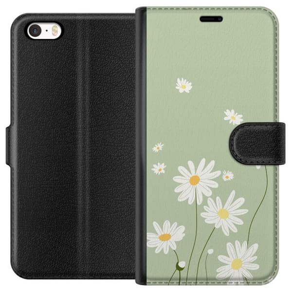 Apple iPhone 5s Plånboksfodral Prästkragar – blommigt mönster i svensk sommarstil
