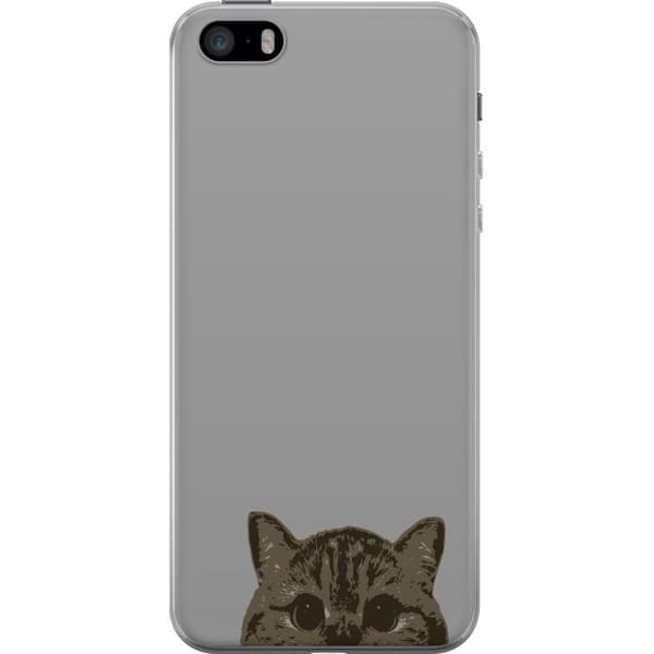 Apple iPhone 5s Genomskinligt Skal Grå Kattblick – stilren kattdesign med grå bakgrund