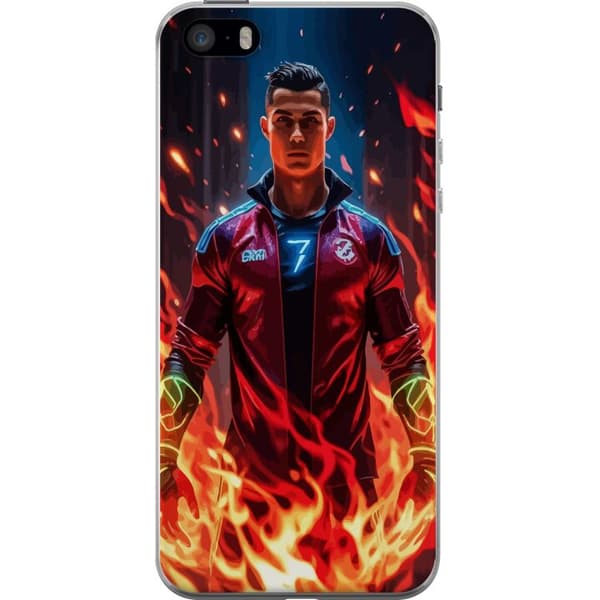 Apple iPhone 5s Gennemsigtig cover Ronaldo Inferno - fodboldhelt i flammer