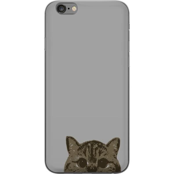 Apple iPhone 6 Plus Gennemsigtig cover Grå Katteblik - stilfuld kat design med grå baggrund
