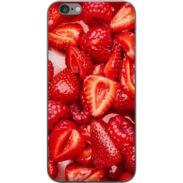 Apple iPhone 6 Plus Gennemsigtig cover Jordbærmønster - sødt motiv med sommerstemning