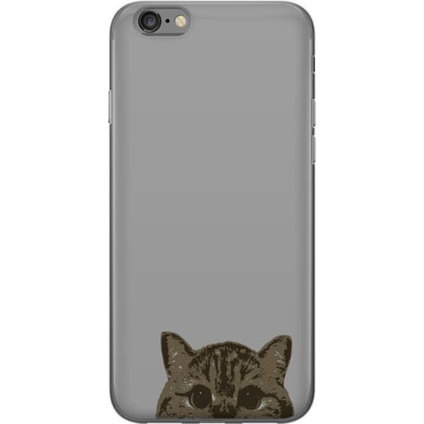 Apple iPhone 6s Gennemsigtig cover Grå Katteblik - stilfuld kat design med grå baggrund