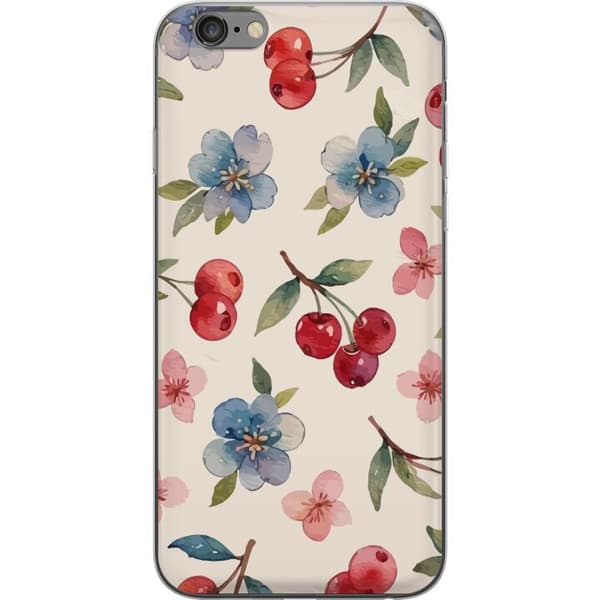 Apple iPhone 6s Plus Gjennomsiktig deksel Bær & Blomster - mønster med blå blomster og skogsbær