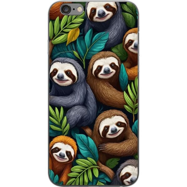 Apple iPhone 6s Plus Gennemsigtig cover Sengångarstil - afslappet motiv med sød dovendyr
