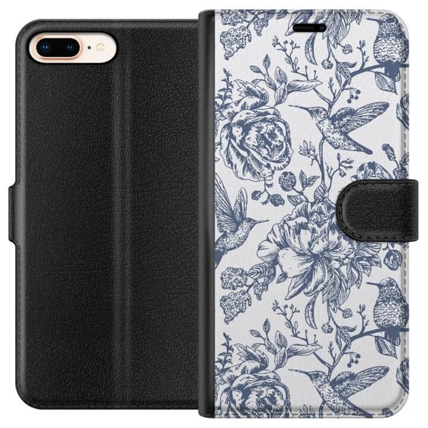 Apple iPhone 7 Plus Lompakkokotelo Kukat & Linnut - Romanttinen Vintage-tyylinen Kuviointi