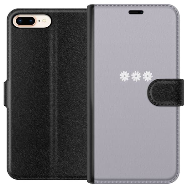 Apple iPhone 7 Plus Lommeboketui Lilla Blomminimalisme - stilig blomstermotiv på lilla bakgrunn