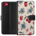 Miniatyrbilde 1 av 3: Apple iPhone 7 Lommeboketui Bær & Blomster - mønster med blå blomster og skogsbær