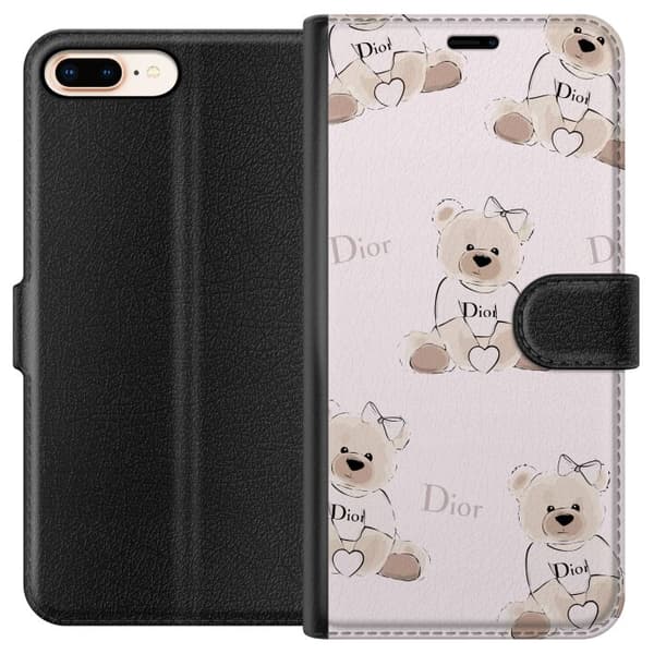 Apple iPhone 8 Plus Plånboksfodral Teddy Dior Vibes – lyxig nalle i fashionstil