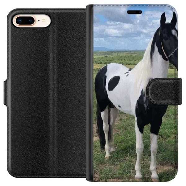 Apple iPhone 8 Plus Tegnebogsetui Hestemagi - stiliseret hest i en rolig farveskala