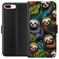 Miniatyrbillede 1 af 3: Apple iPhone 8 Plus Tegnebogsetui Sengångarstil - afslappet motiv med sød dovendyr