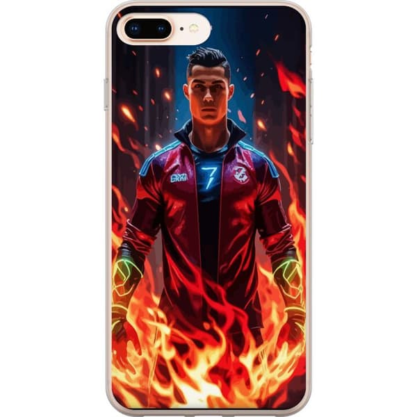 Apple iPhone 7 Plus Läpinäkyvä kuori Ronaldo Inferno - jalkapallolegenda liekeissä