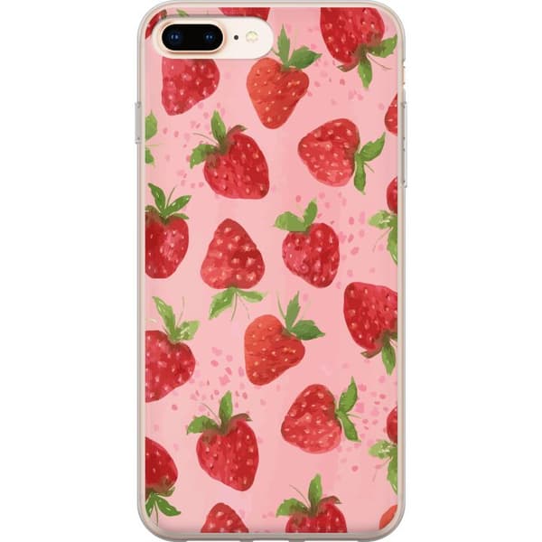 Apple iPhone 7 Plus Gennemsigtig cover Jordbærdrømme - Retro-stil jordbærmønster