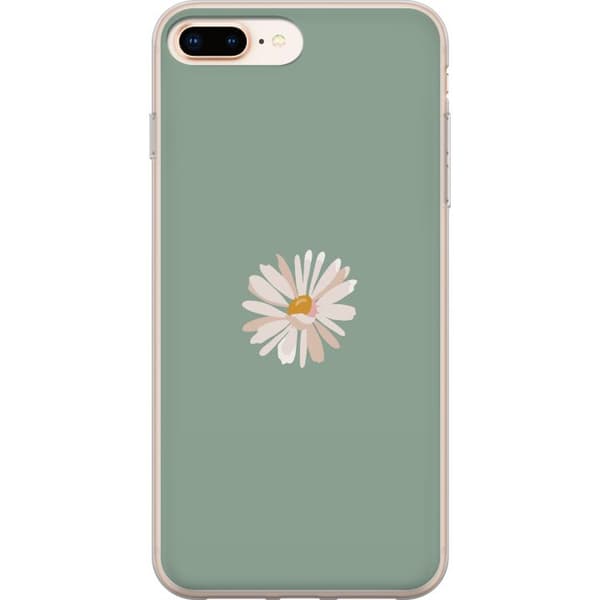 Apple iPhone 7 Plus Gjennomsiktig deksel Grønn Minimalblomst - stilren blomst på grønn bakgrunn