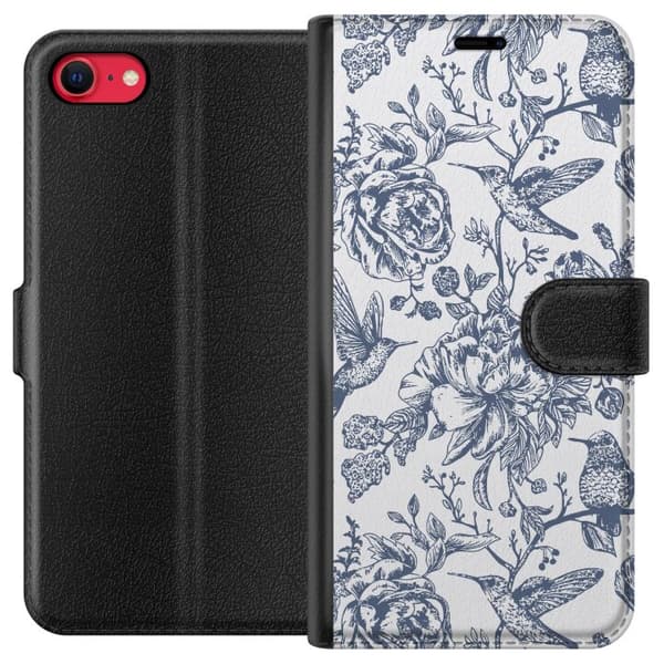 Apple iPhone 8 Lompakkokotelo Kukat & Linnut - Romanttinen Vintage-tyylinen Kuviointi
