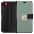 Miniatyrbillede 1 af 3: Apple iPhone 8 Tegnebogsetui Grøn Minimalblomst - stilfuld blomst på grøn baggrund