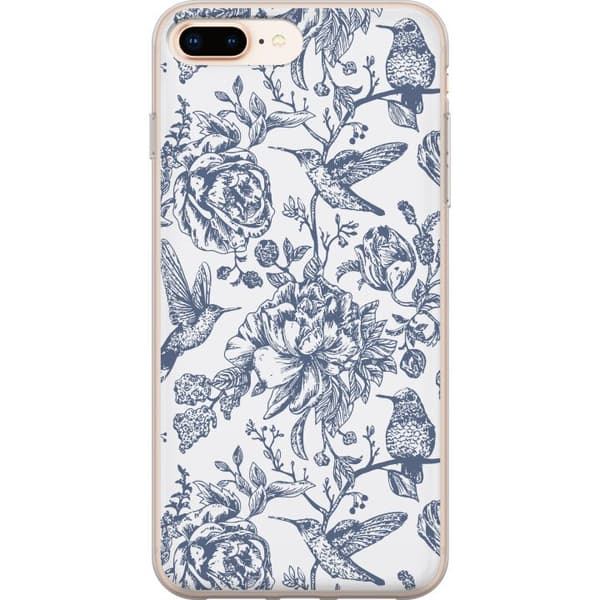 Apple iPhone 8 Plus Gennemsigtig cover Blomster & Fugle - Romantisk Vintage-stil Mønster