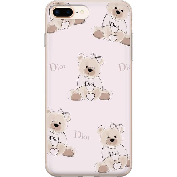 Apple iPhone 8 Plus Genomskinligt Skal Teddy Dior Vibes – lyxig nalle i fashionstil