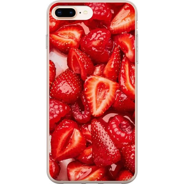 Apple iPhone 8 Plus Läpinäkyvä kuori Mansikkakuviointi - makea motiivi kesäfiiliksellä
