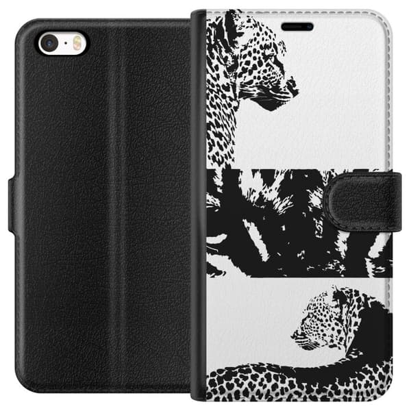 Apple iPhone SE (2016) Plånboksfodral Leopard Faces – trendigt mönster med leopardansikten