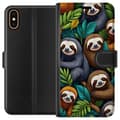 Miniatyrbillede 1 af 3: Apple iPhone X Tegnebogsetui Sengångarstil - afslappet motiv med sød dovendyr