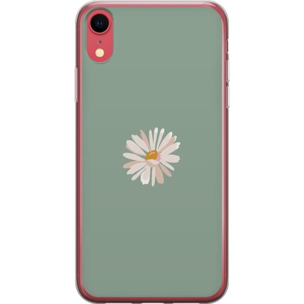 Apple iPhone XR Gjennomsiktig deksel Grønn Minimalblomst - stilren blomst på grønn bakgrunn