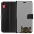 Miniatyrbild 1 av 3: Apple iPhone XR Plånboksfodral Grå Kattblick – stilren kattdesign med grå bakgrund