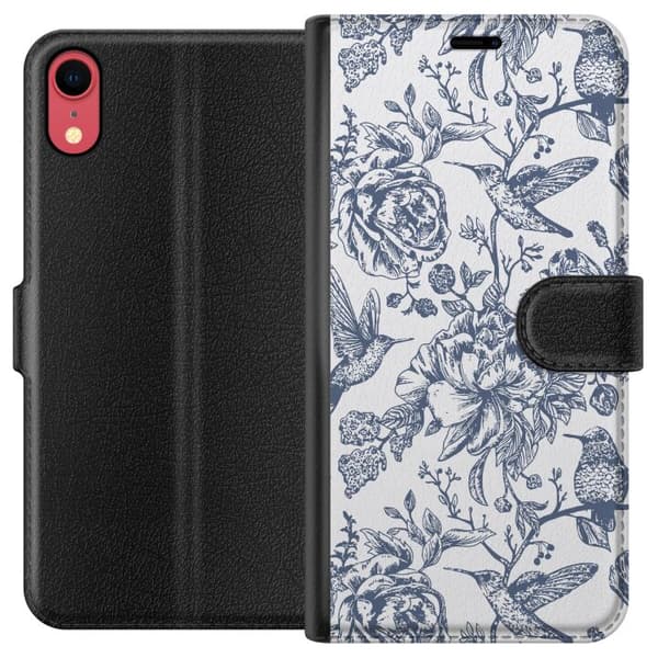 Apple iPhone XR Lompakkokotelo Kukat & Linnut - Romanttinen Vintage-tyylinen Kuviointi