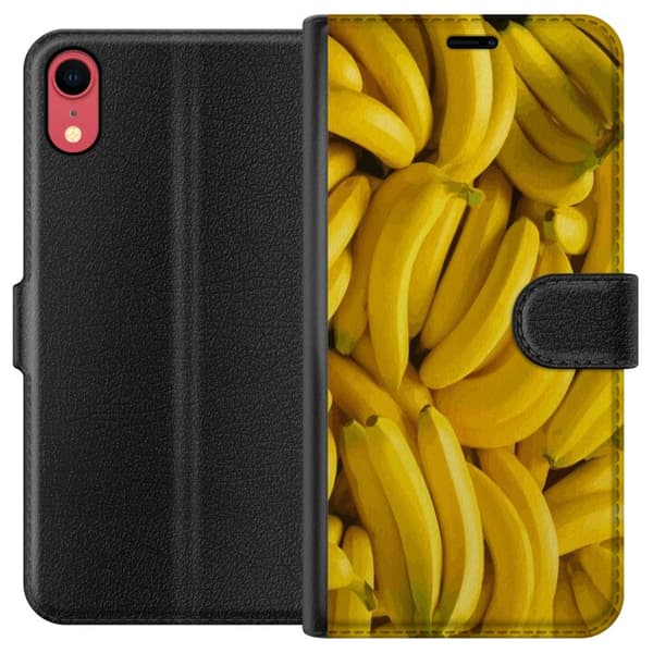 Apple iPhone XR Plånboksfodral Banana Pattern – lekfullt mönster med gula bananer