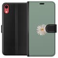 Miniatyrbillede 1 af 3: Apple iPhone XR Tegnebogsetui Grøn Minimalblomst - stilfuld blomst på grøn baggrund