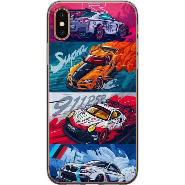 Apple iPhone X Gennemsigtig cover Hurtige Biler - Tegnet Mønster med Action