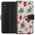 Miniatyrbilde 1 av 3: Apple iPhone XS Lommeboketui Bær & Blomster - mønster med blå blomster og skogsbær