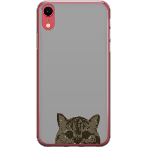 Apple iPhone XR Gennemsigtig cover Grå Katteblik - stilfuld kat design med grå baggrund