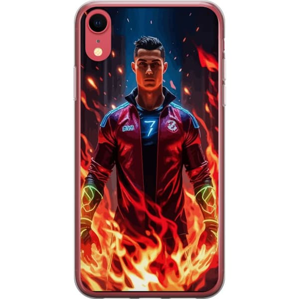 Apple iPhone XR Gjennomsiktig deksel Ronaldo Inferno - fotballhelt i flammer