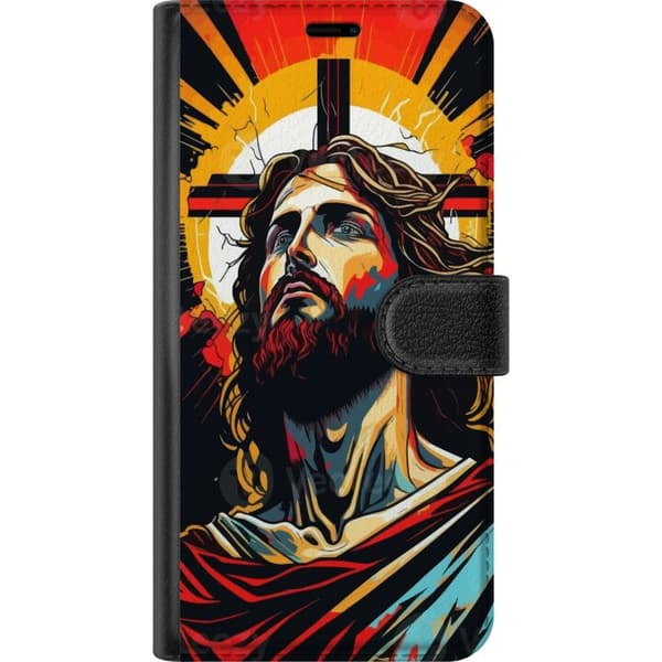 Apple iPhone XS Max Lompakkokotelo Jeesus ja Kortti - uskonnollinen motiivi syvällä symboliikalla